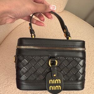 EGO Black Quilted Mini Bag with Gold Details